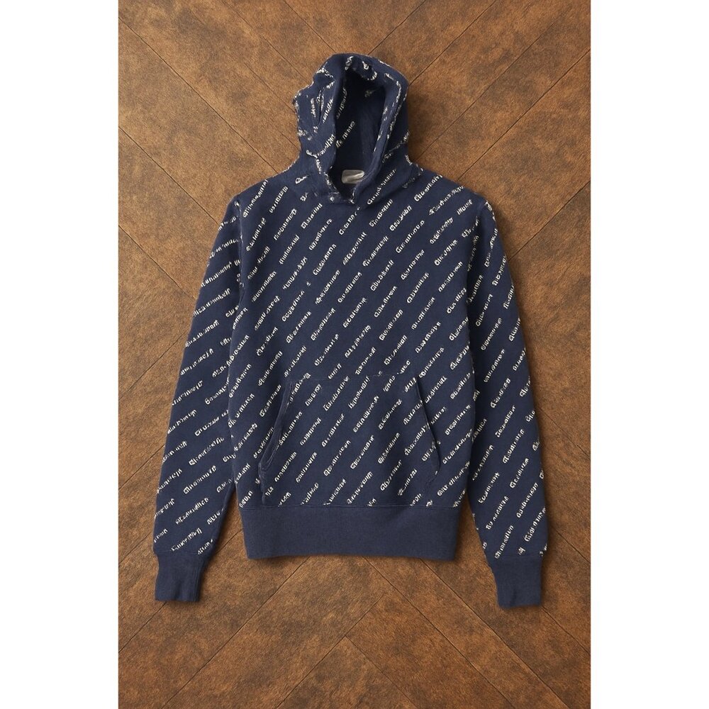Vintage Champion Reverse Weave Hoodie All Over Print Blue XS Small Logo - Picture 2 of 9